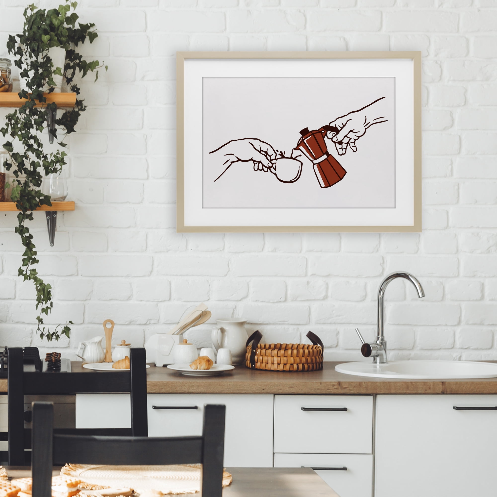 Stupell Industries Creation Of Coffee Classic Parody Birch Framed Print Under Glass, design by Tobe Fonseca