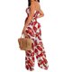 thumbnail image 2 of TRKIYQC Mono largo para mujer con cinturón, mameluco fruncido con estampado de hojas sin tirantes, mono con pantalones largos de pierna ancha de verano para mujer TRKIYQC perder, 2 of 5