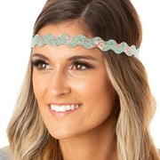Hipsy Women's Adjustable No Slip Country Floral Wave Headband (Mint Country Floral)