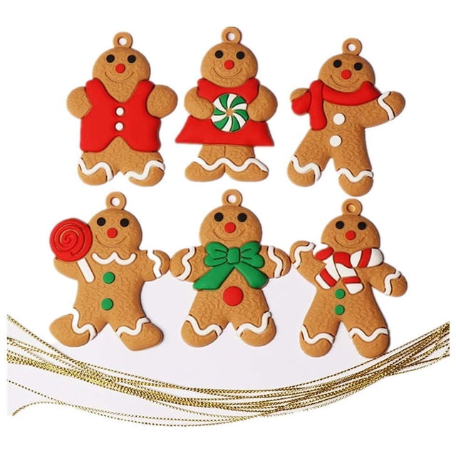 6 Pieces Gingerbread Man Christmas Decorations, Gingerbread Man Christmas Tree P