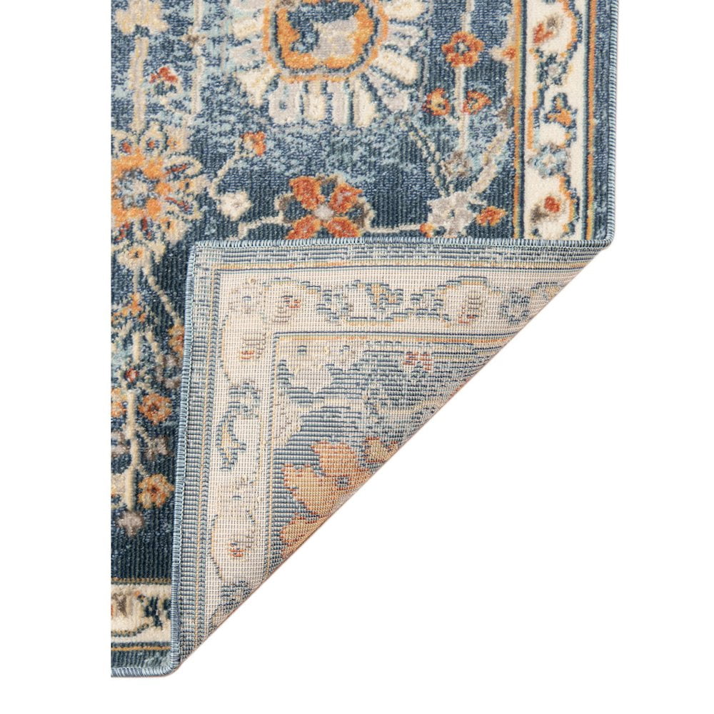 5' X 7' Blue and Orange Floral Stain Resistant Indoor Outdoor Area Rug Color: Navy, Size: 7'9" x 9'9"