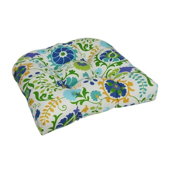 Blazing Needles 93184-1CH-OD-121 19 in. U-Shaped Spun Polyester Outdoor Tufted Dining Chair Cushion, Sahalie Opal