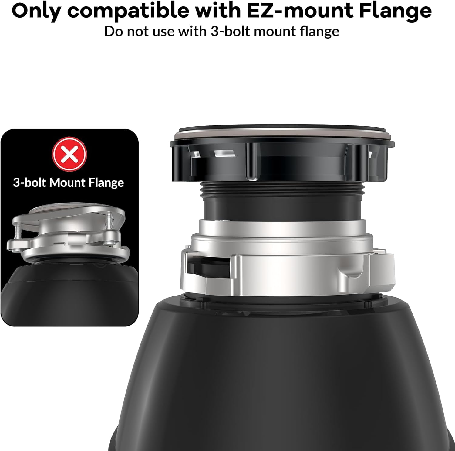 Garvee 1/2 HP Garbage Disposal with Air Switch, 4-Stage Grinding, 3500 RPM, Quiet Food Waste Disposer, Stainless Steel & ABS, for Kitchen, Matte Black