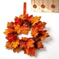 thumbnail image 4 of 2PCS Fall Maple Leaves Hanging Wreath, Mini Fall Wreaths for Kitchen Cabinets, Thanksgiving Maple Leaves Farmhouse Door Mantle Wall Hanging, Thanksgiving Candle Ring Table Decoration, 4 of 9
