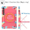 thumbnail image 3 of Rugged Kids Case for Samsung Galaxy Tab S9 11.0" 2023 / Tab S9 FE 10.9" 2023, Heavy Duty Shockproof 360°Swivel Ring Stand Handle Case Cover for Tab S9 / S9 FE, Colorful/Rose, 3 of 8