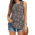 thumbnail image 5 of Women's Summer Tank Tops Pleated Round Neck Sleeveless Tops, 5 of 7