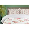 thumbnail image 4 of Ambesonne Nostalgic Duvet Cover Set, Magnolia Fresh Buds, 2-Calking, Green Pink Off White, 4 of 7