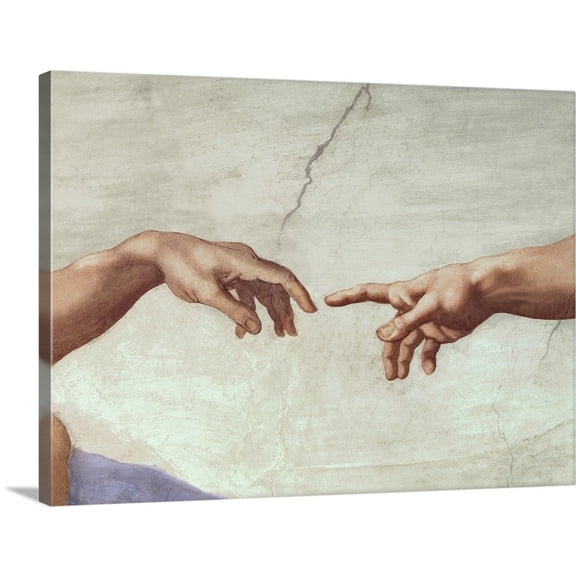 Great Big Canvas "Hands of God and Adam, detail from The Creation of Adam"  Dark Gray    Wrapped Canvas Print Wall Artwork