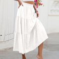 thumbnail image 3 of Wutalume Women's Fashion Summer Bohemian Solid Color Elastic Waist A-Line Pocket Half Length Skirt, Casual and Beachwear Style,White M, 3 of 7