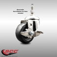thumbnail image 2 of 3 Inch 316SS Hard Rubber Wheel Swivel 3/8 Inch Threaded Stem Caster with Brake, 2 of 2