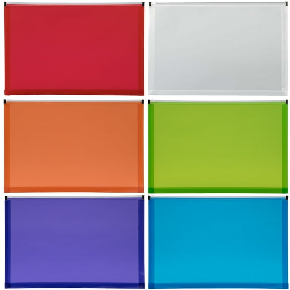 JAM Plastic Envelopes Legal Booklet, 9-1/2" x 14-1/2", Assorted, 6 Per Pack