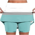 thumbnail image 2 of Feancey Women's Plus Size Skorts with Pockets Colorblock Casual High Waisted Tennis Skirts Milk Silk Soft Tummy Control Golf Skirt Light Blue 3XL, 2 of 5