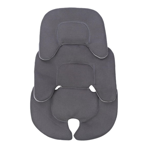 Cojín para cochecito de bebé, almohada de apoyo para la cabeza y el cuerpo, forro transpirable para asiento de coche Gris