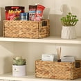 thumbnail image 3 of Bevtee Wicker Storage Basket, 2 Pack Hand-Woven Water Hyacinth Storage Basket for Shelves, Foldable Cube Organizer Bins, 3 of 7