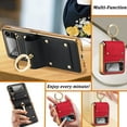 thumbnail image 4 of Fashion Ring Holder Case Compatible for Samsung Galaxy Z Flip 4 5g Case 2022, Shockproof PU Leather Cover Hand Strap Protective Stand Flip Phone Case for Samsung Flip 4 Case, 4 of 6