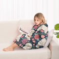 thumbnail image 4 of Shih Tzu Dog and Flower Floral Blanket Hoodies for Kids 6-13YR Oversize Wearable Blanket Hoodies for Boys Girls Teens, 4 of 7