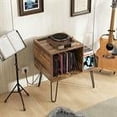 thumbnail image 4 of Kepooman Coffee Table, End Tables,Side End Table,Mid-century Record Player Stand with Power Outlet and Vinyl Divider-Rustic Brown, 4 of 10