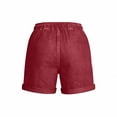 thumbnail image 7 of Zylanna Women Denim Shorts with Pockets, Solid with Drawstring Elastic High Waist Casual Jean Shorts for Women Red, 7 of 7