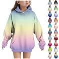 thumbnail image 5 of Fmbrln Girls Fleece Hoodies Long Sleeve Crew Neck Hooded Sweatshirts Casual Loose Gradient Print Pullover Tops with Pockets, Sizes 4-13Y, 5 of 5