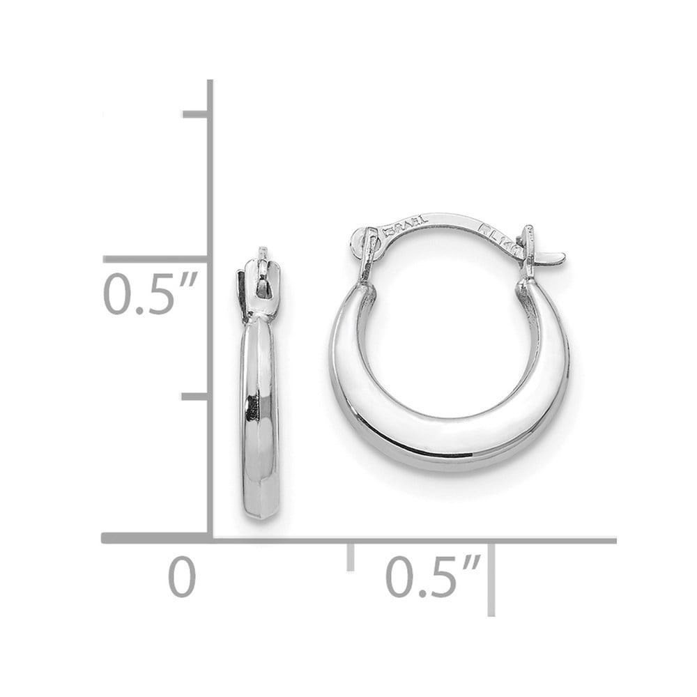 Diamond2Deal 14k White Gold Small Hoop Earrings for Women (L- 0.48 in, W-0.4 in)