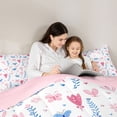 thumbnail image 4 of Feelyou Pink Flower Floral Bedding Comforter Set 7pcs, Kawaii Butterfly Animal Queen Bedding Sets, Teens Kids Girls Women Reversible Queen Sheet Sets, Lightweight Room Decor, 4 of 8