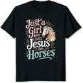 thumbnail image 2 of 100% Cotton Just A Girl Who Loves Jesus And Horses Christian Horse Lover Women's Graphic T-Shirt, 2 of 5