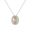 thumbnail image 3 of Oval Cut Pink Morganite Double Halo 2 Tone Necklace 14K Gold 2.20 CTW, 3 of 4
