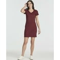 thumbnail image 2 of 3 Pack: Women's Ribbed Knit Short-Sleeve V-Neck Swing T-Shirt Casual Dress (Available In Plus), 2 of 6