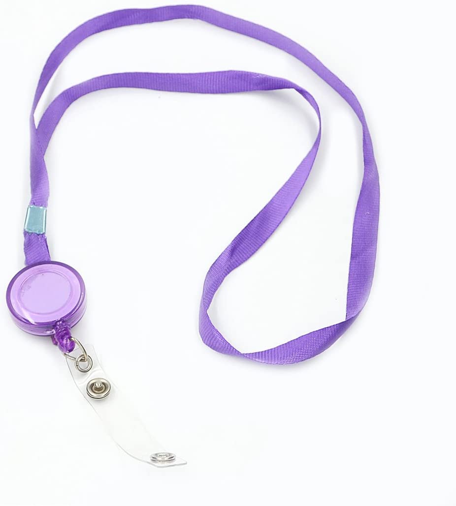 Angelakerry 5pcs Purple Retractable Pull Chain Reel ID Card Badge