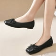 thumbnail image 2 of Gpaecead Women's Bow Ballet Flats Square Toe Cap Toe Knit Slip On Cushioned Comfortable Dressy Flats For Work And Casual Black, 2 of 6
