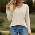 thumbnail image 4 of Baqcunre Plus Size Tops For Women Women'S Long Sleeve T Shirt Fashion V Neck Tops Solid Color Casual Blouses Fall Outfits For Women Womens Fashion Beige L, 4 of 6