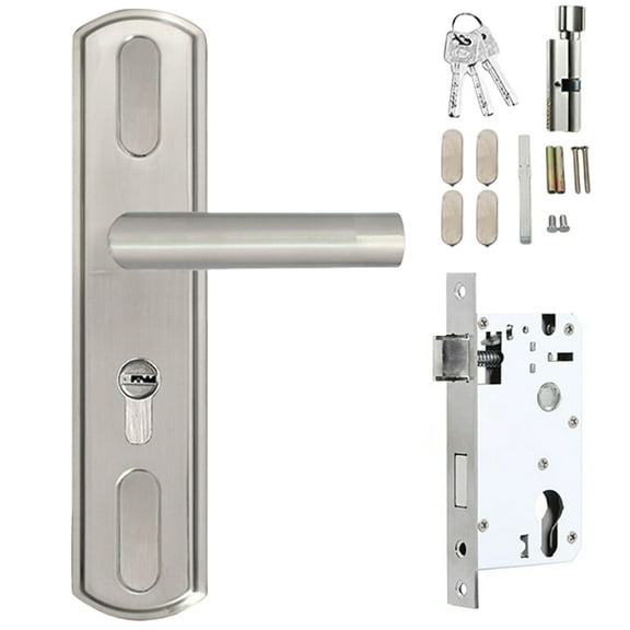 COOLHOOD Entry Door Handle with and Keys Stainless Steel Interior Door Replacement Security Door Levers Handle