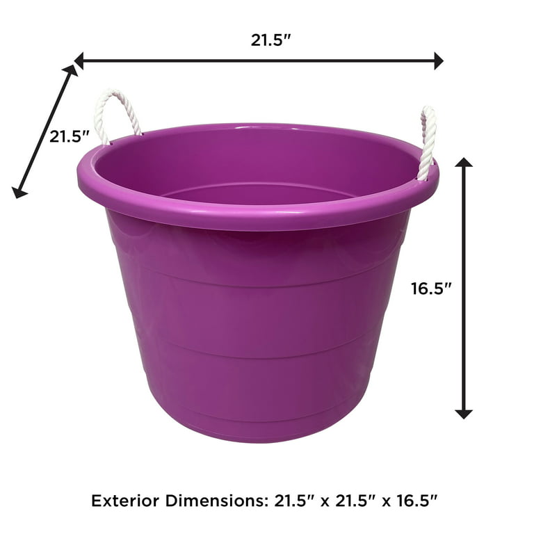 Homz Plastic 18 Gallon Utility Bucket Container with Handles, Pink (3 Pack)
