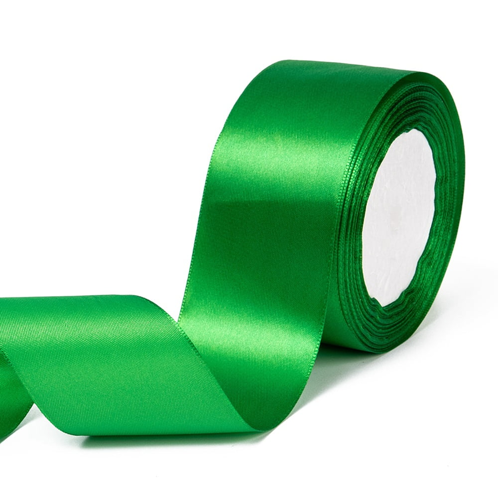 1 Group Single Face Satin Ribbon Polyester Ribbon Green 2 inch(50mm) about 25yards/roll(22.86m/roll) 100yards/group(91.44m/group)