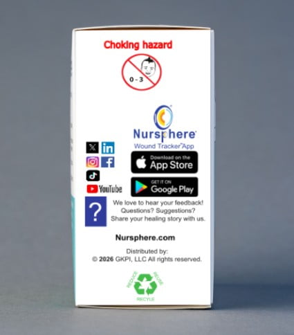 Nursphere® Dome Bandage™ Original Clear with Wound Tracker™ App U.S. Medical Utility Patent No. 12,636,195.