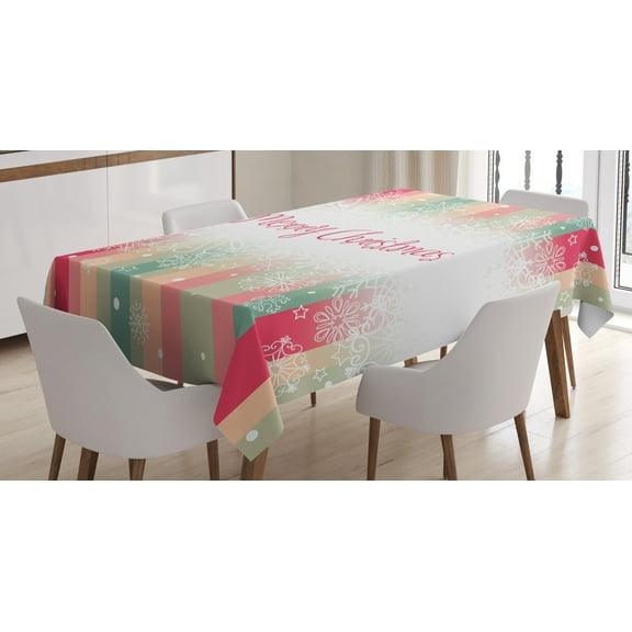 Ambesonne New Year Tablecloth Rectangular Table Cover, Colorful Stripes Xmas, 60"x90", Multicolor