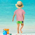 thumbnail image 4 of FORMRS Boys Rash Guard Short Sleeves Swim Shirt Quick Dry UPF 50+ Sun Protection, Sizes 3-12T, Pink Seaside, 4 of 6