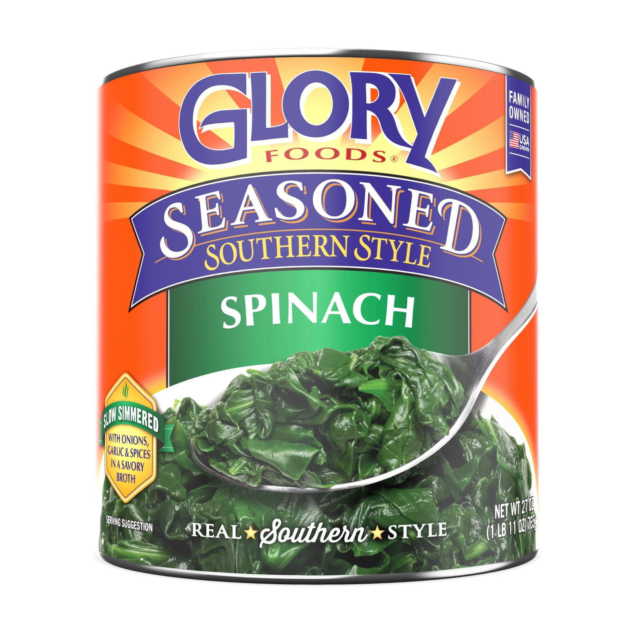 Glory Foods, Canned Seasoned Collard Greens, 27 oz Can, Southern