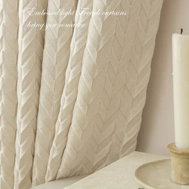 Fashion Champagne Luxury Modern Embossed Curtains for Living Room Dining Bedroom Blackout Beige French Cream Elegant Tulle