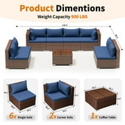 Techmilly Patio Furniture Sets, Modular Rattan Outdoor Patio Sectional Furniture Sofa Set, Wicker Patio Conversation Set for Backyard,9PCS