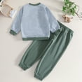 thumbnail image 4 of FAOWME Big Boys Outfits Long Sleeve Round Neck Cartoon Print Top And Sweatpants Soft Comfortable Sets Two Piece For Fall Winter Daily Wear Green 5-6 Years, 4 of 7