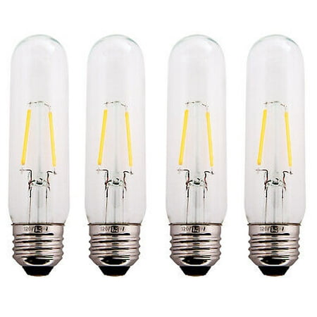 

Clear 1.5W LED T10 Tubular Light Bulb - Nickel Plated E26 Medium Base - 4 Pack