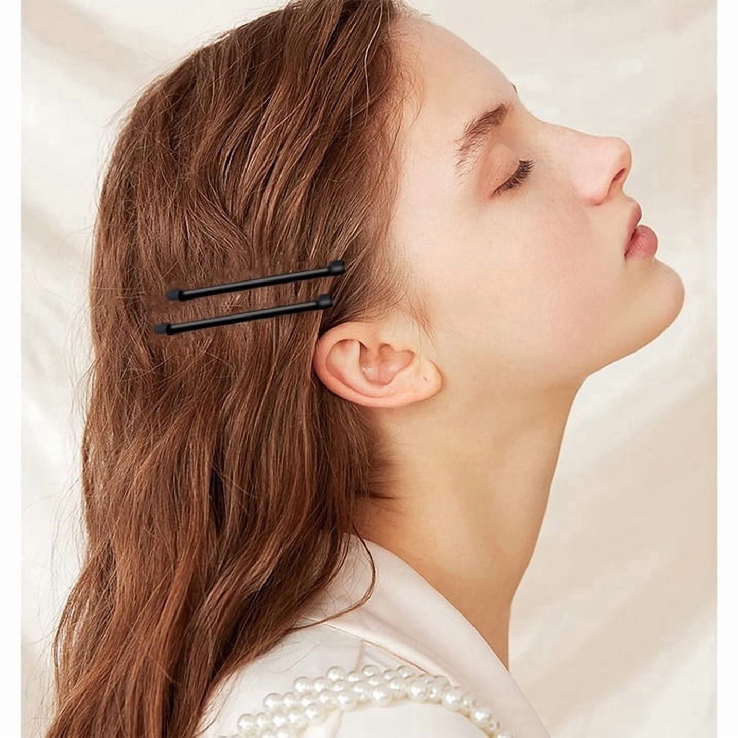 50Pcs Black Jumbo Bobby Pins Glossy Metal Hair Clips Hair Pin Bobby-pins Hairpins Hair Accessories for Women Thick Long Updo Hair Style