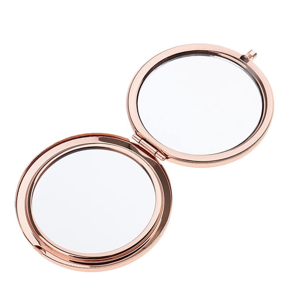 Espejo de Mano Plegable de 2 Piezas para Maquillaje Yinane oro y rosa