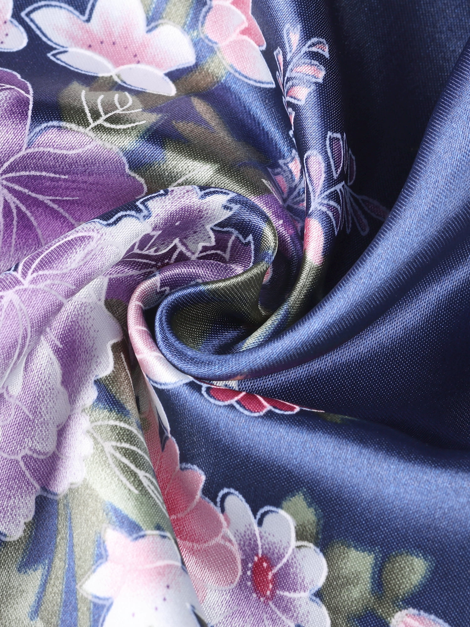 DARING DIVA Women's Satin Slip Silky Mini Floral Nightgowns M Blue