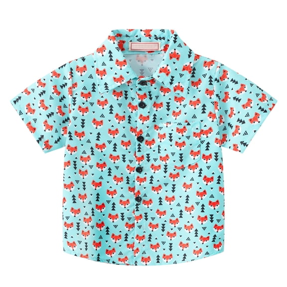 TIREOW Boys Hawaiian Shirt Kids Short Sleeved Button Down Casual Shirts Summer Thin Beach Shirts Camp Lapel Tops