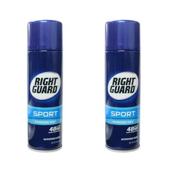 Right Guard Sport Antiperspirant And Deodorant Aerosol, Powder Dry - 6 Oz, 2 Pack