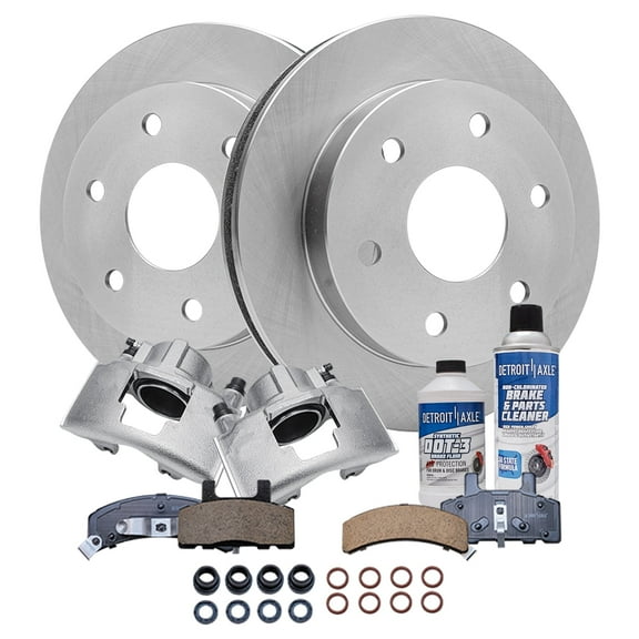 Detroit Axle - Front Brake Kit for Chevy GMC Escalade K1500 K2500 Tahoe Yukon Cadillac Escalade Disc Brake Rotors Brake Calipers w/Bracket Ceramic Brakes Pads Replacement