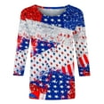 thumbnail image 4 of Lcziwo Women's 4th of July Shirts 3/4 Sleeve Crew Neck Blouses Red Blue and White Patriotic Print Shirts Casual Dressy Summer 2025 Tunic Tees Blue,L, 4 of 4