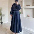 thumbnail image 4 of Conjunto de dos piezas de vestido holgado con mangas abullonadas y flores de Dubái de Oriente Medio para mujer, 4 of 5
